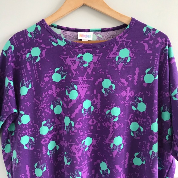 🏝️ Lularoe Disney Minnie Mouse Irma Top Purple • XS - Picture 2 of 5